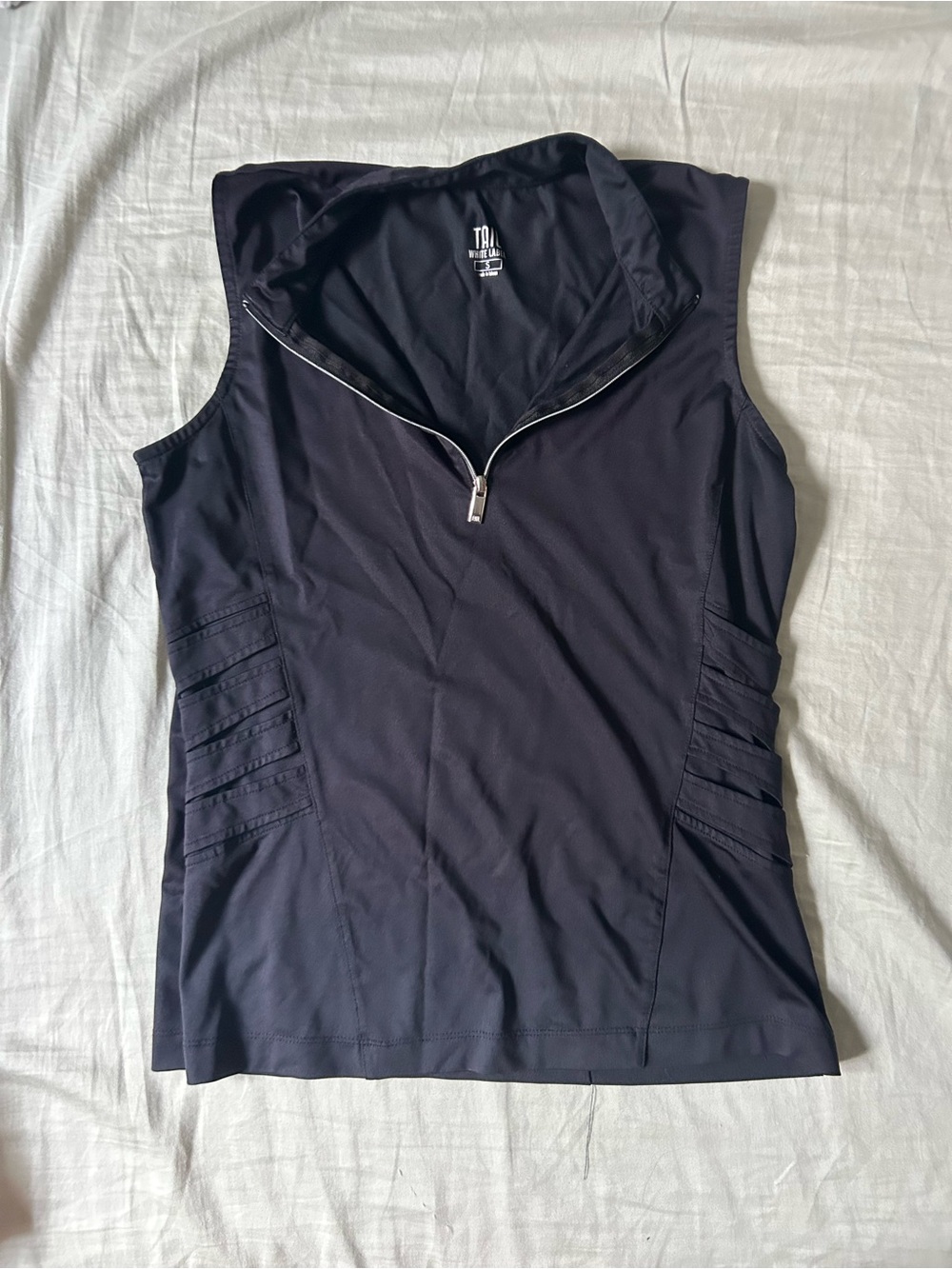 Tail Sleeveless Zip-Front Black Tank